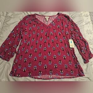 St. John's Bay Burgundy Floral Blouse